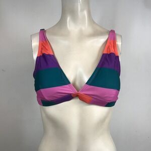 ModCloth Multi Color Striped Triangle Bikini Top Pink Orange Purple Teal MEDIUM